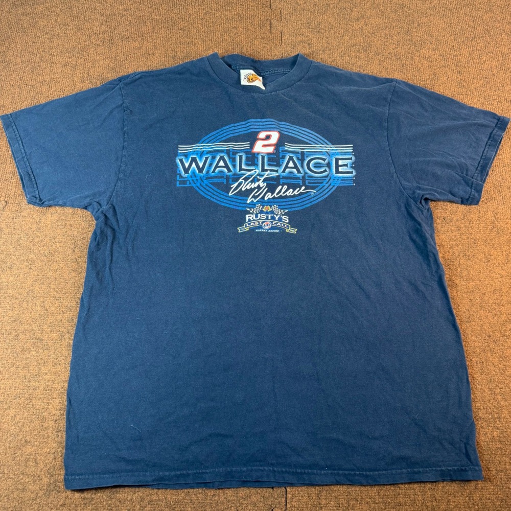 Winner's Circle Rusty Wallace NASCAR T-Shirt Mens XL Rusty's Last Call Navy 2005